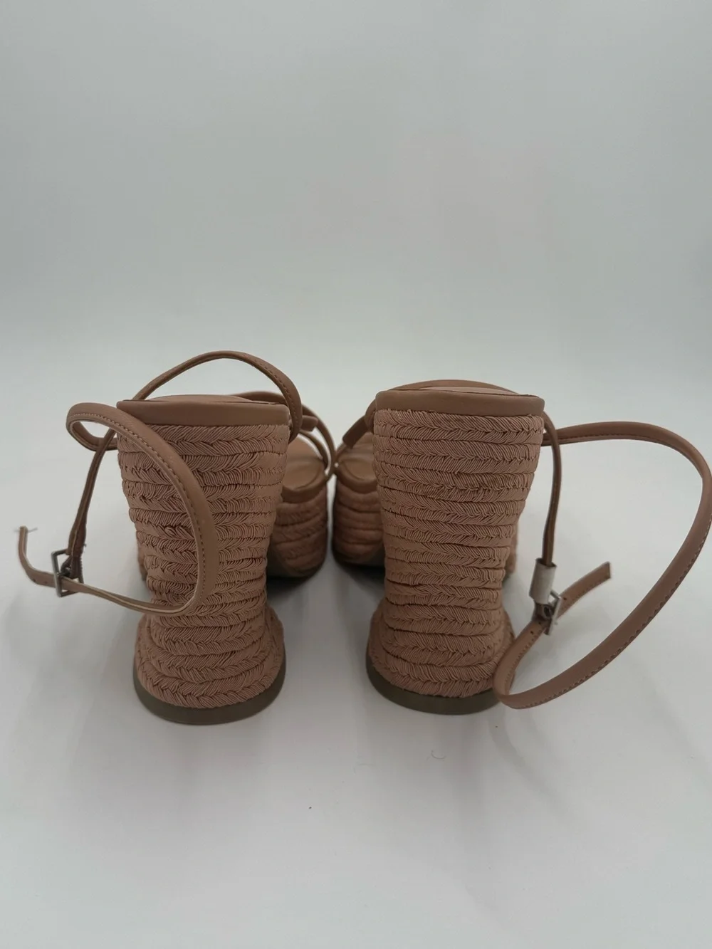 NWOT Marc Fisher Tan Braided Platform Wedge Sandals with Ankle Strap